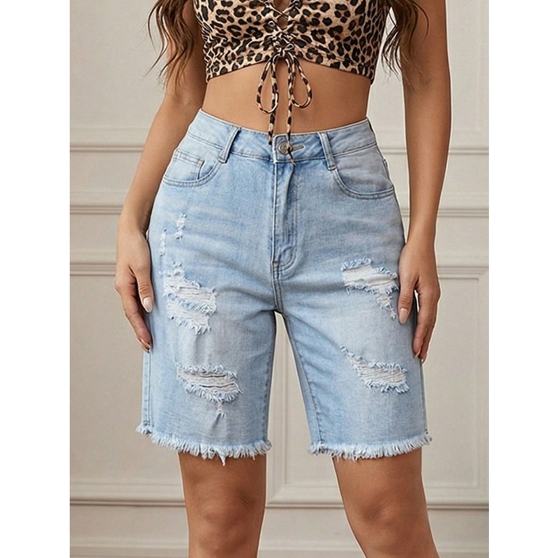 Distressed Jean Rip - 2026 Women's High Waist Distressed Denim