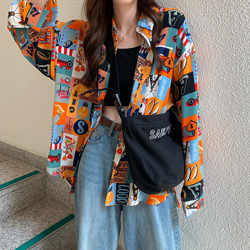 Shirts Women Spring Printed Th - Korean Street Fashion Female avis et prix