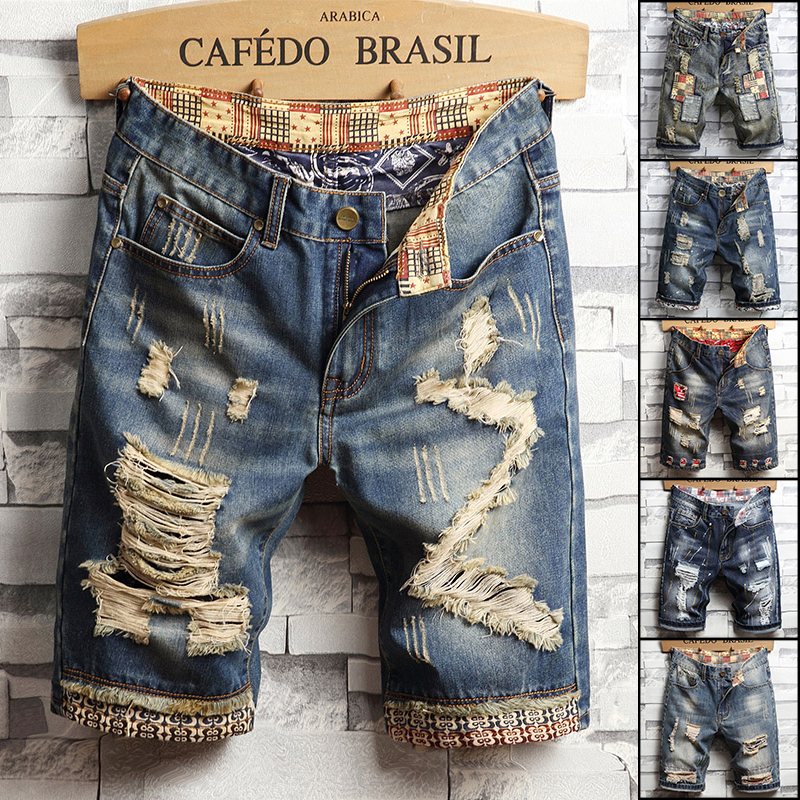 Ripped Hip-hop Denim Shorts Me - Distressed Jean Rip avis et prix