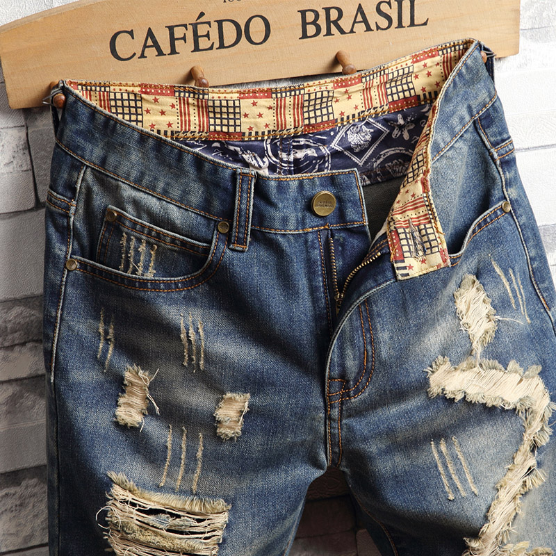 Ripped Hip-hop Denim Shorts Me - Distressed Jean Rip avis et prix