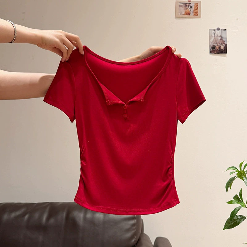 Women's Half-open Collar Butto - Korean Street Fashion Female avis et prix
