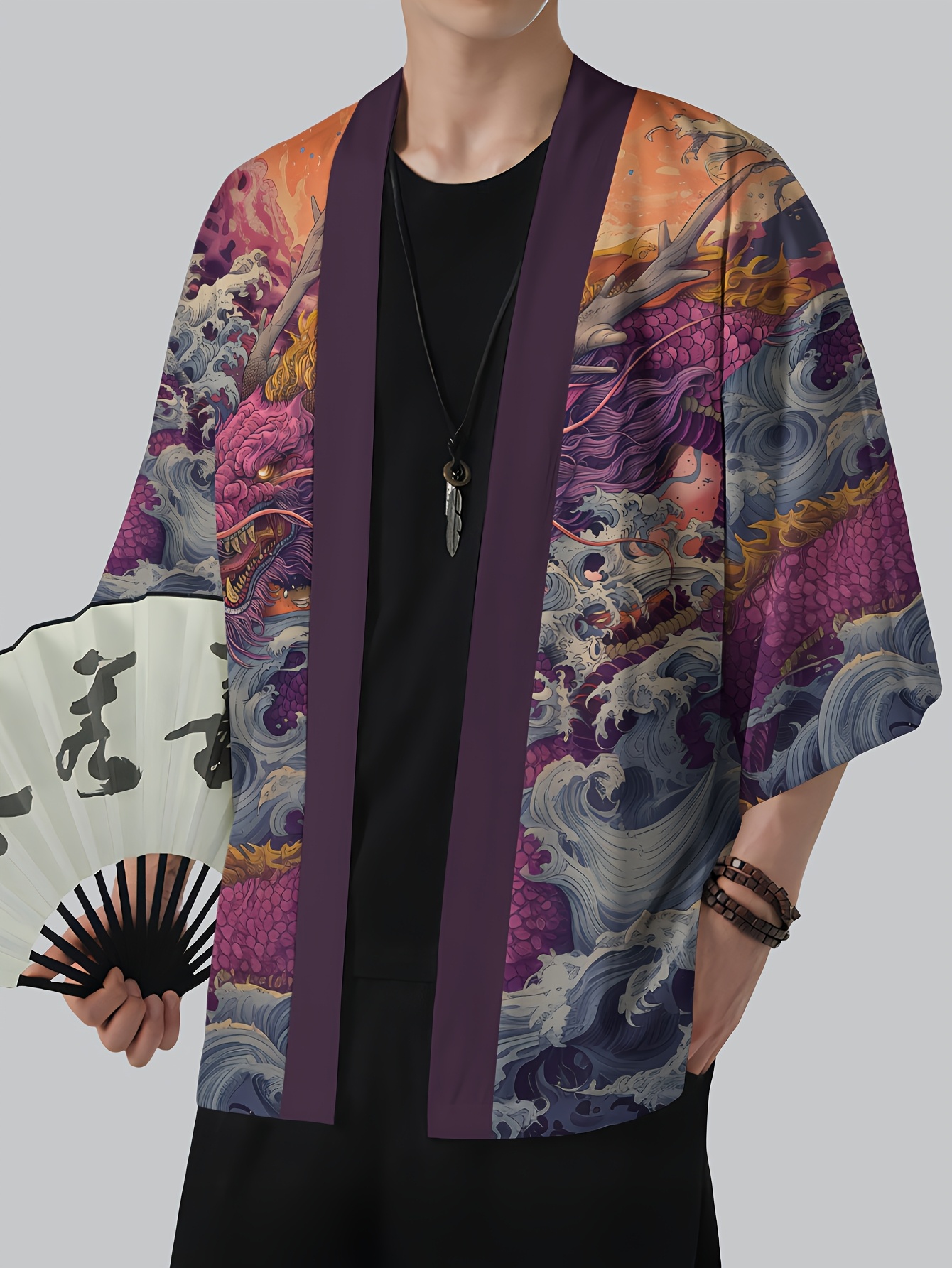2026 Summer Men's Kimono 3D Pr - Street Fashion Kimono avis et prix