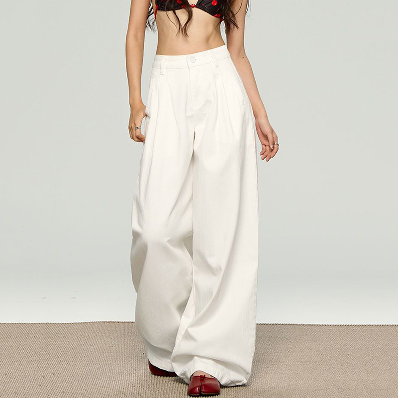 Korean White Loose Straight Le - Korean Street Fashion Female avis et prix