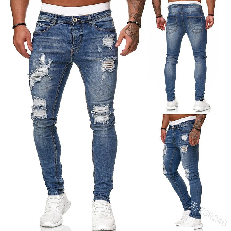 Ripped Men Jeans Denim Pant Mi - Distressed Jean Rip avis et prix
