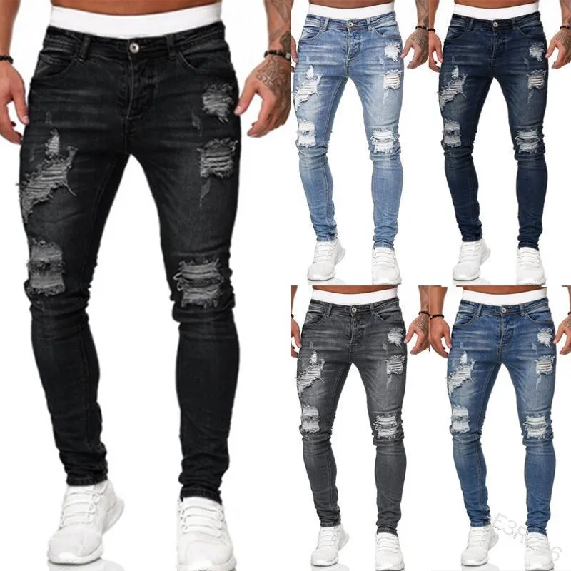 Ripped Men Jeans Denim Pant Mi - Distressed Jean Rip avis et prix
