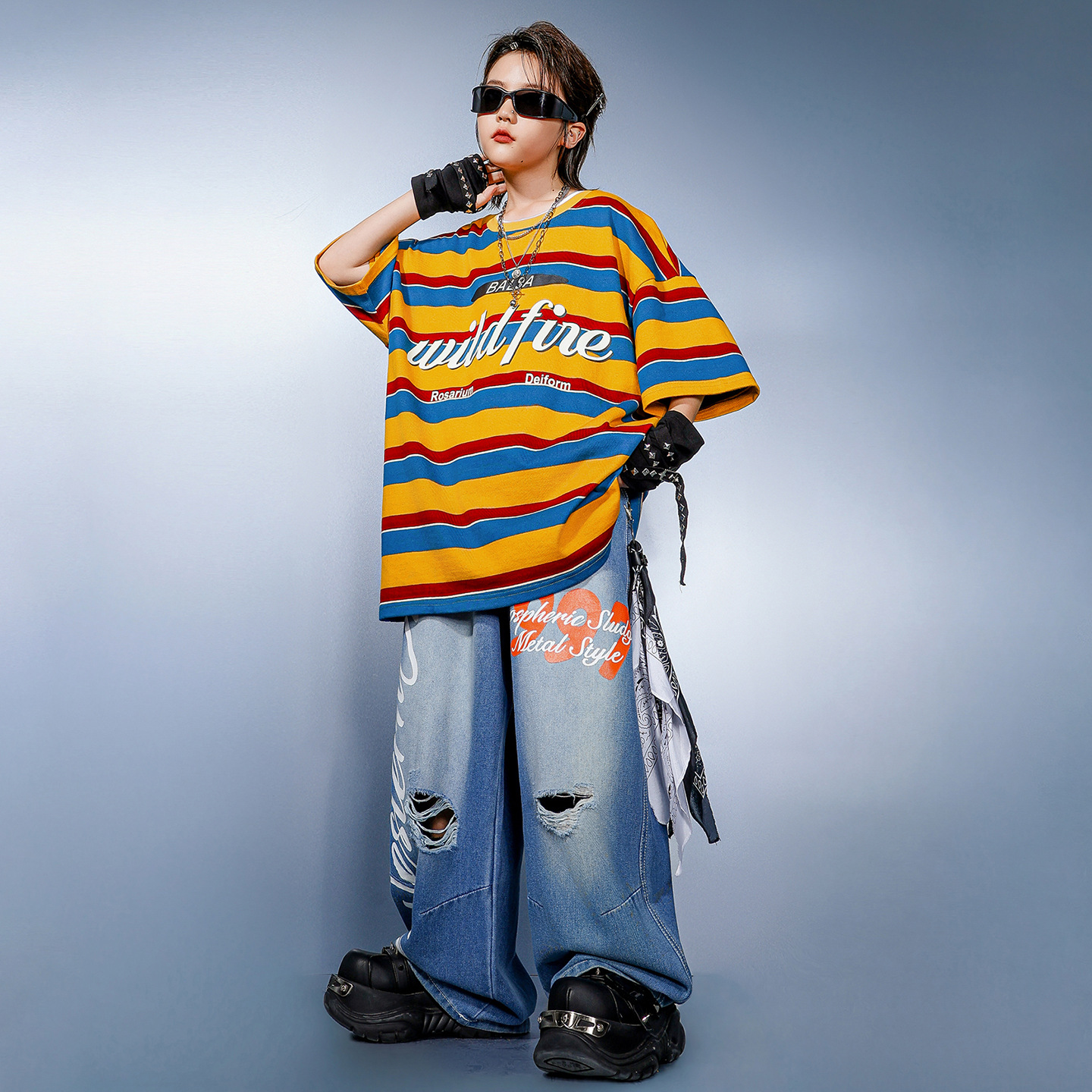 Kid Hip Hop Clothing Yellow St - Distressed Jean Rip avis et prix
