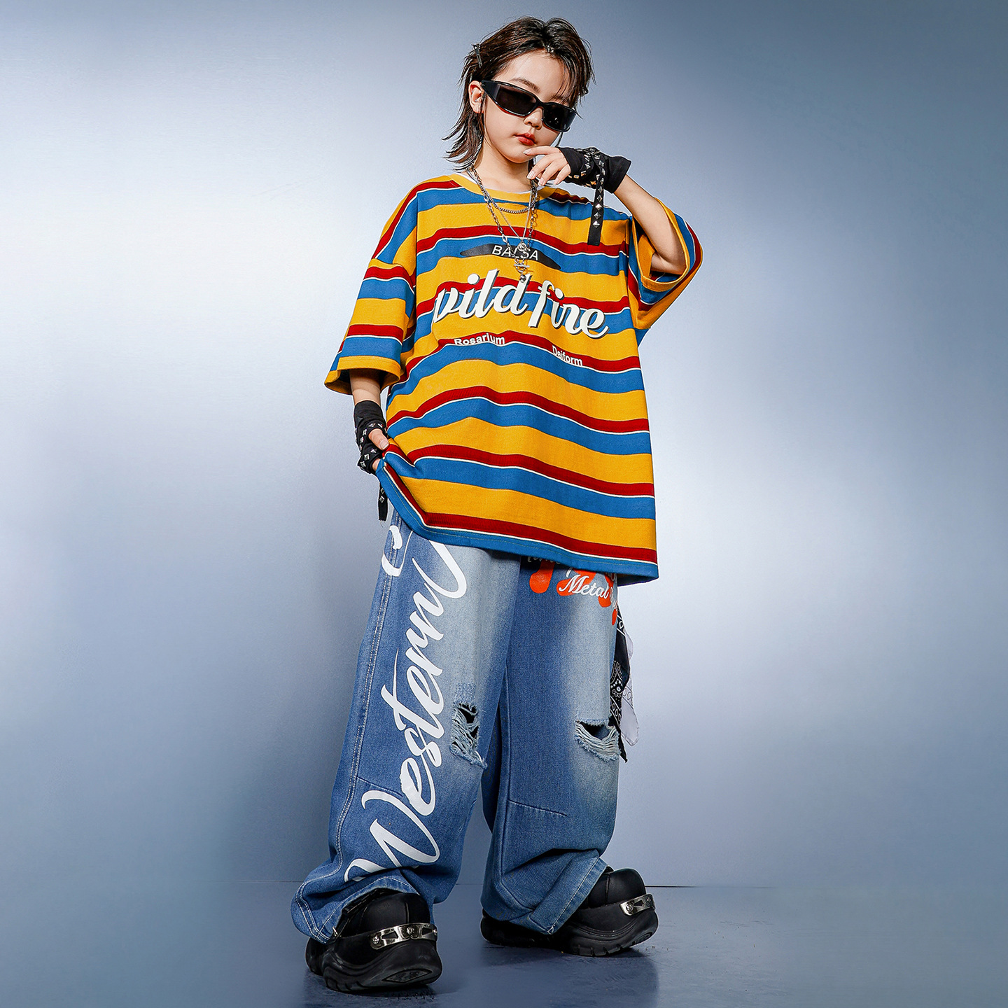 Kid Hip Hop Clothing Yellow St - Distressed Jean Rip avis et prix