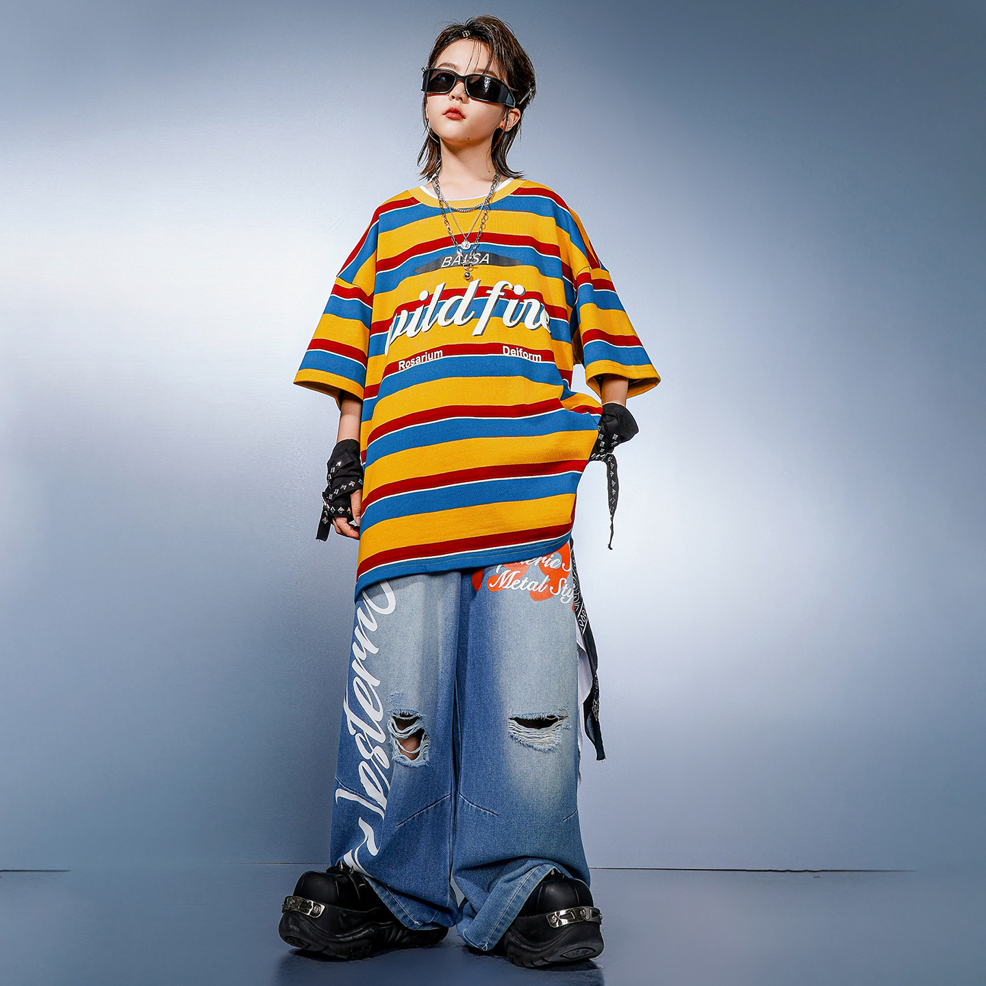 Kid Hip Hop Clothing Yellow St - Distressed Jean Rip avis et prix