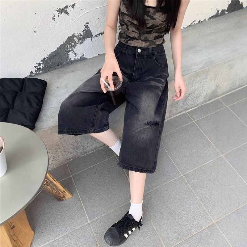 Hole Jeans Women Calf Length P - Distressed Jean Rip avis et prix