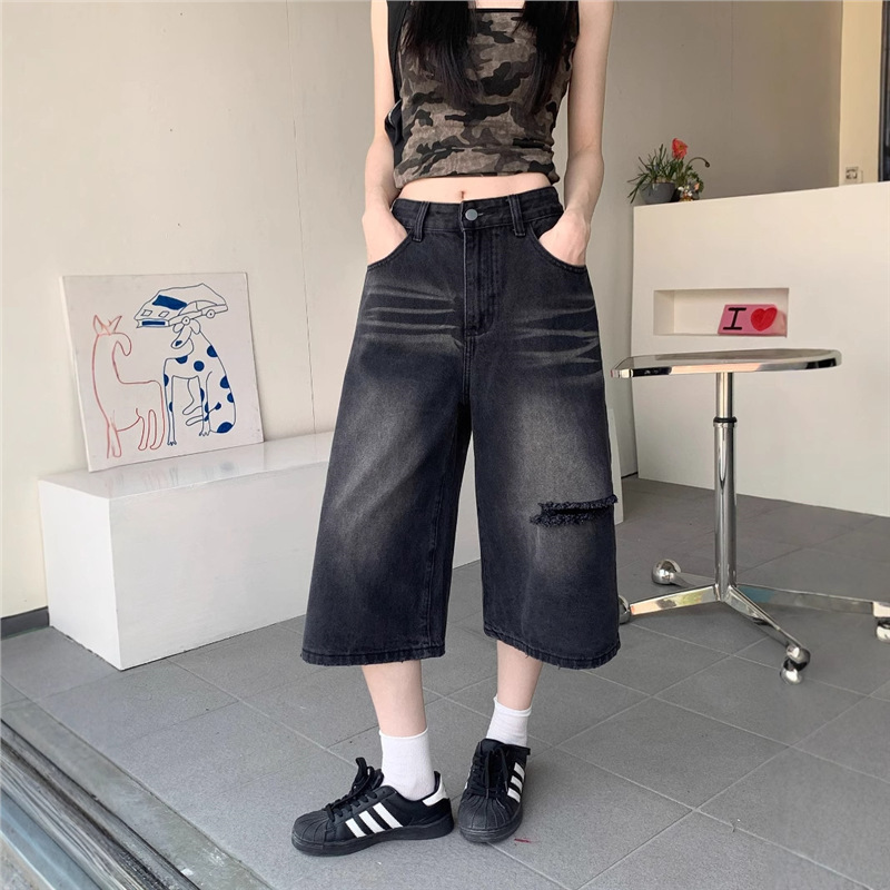 Hole Jeans Women Calf Length P - Distressed Jean Rip avis et prix
