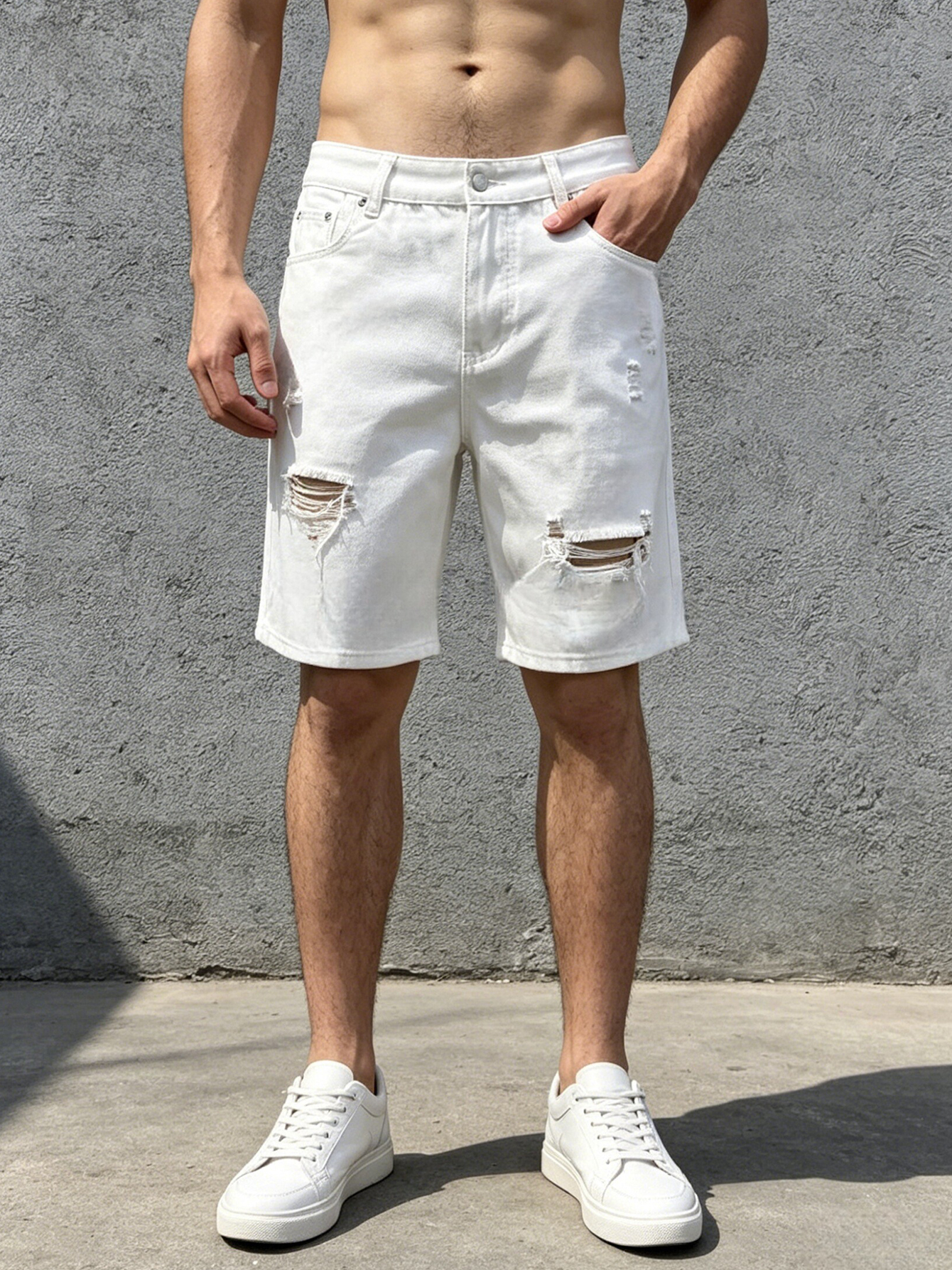 Men Jeans Denim Pants Clothing - Distressed Jean Rip avis et prix
