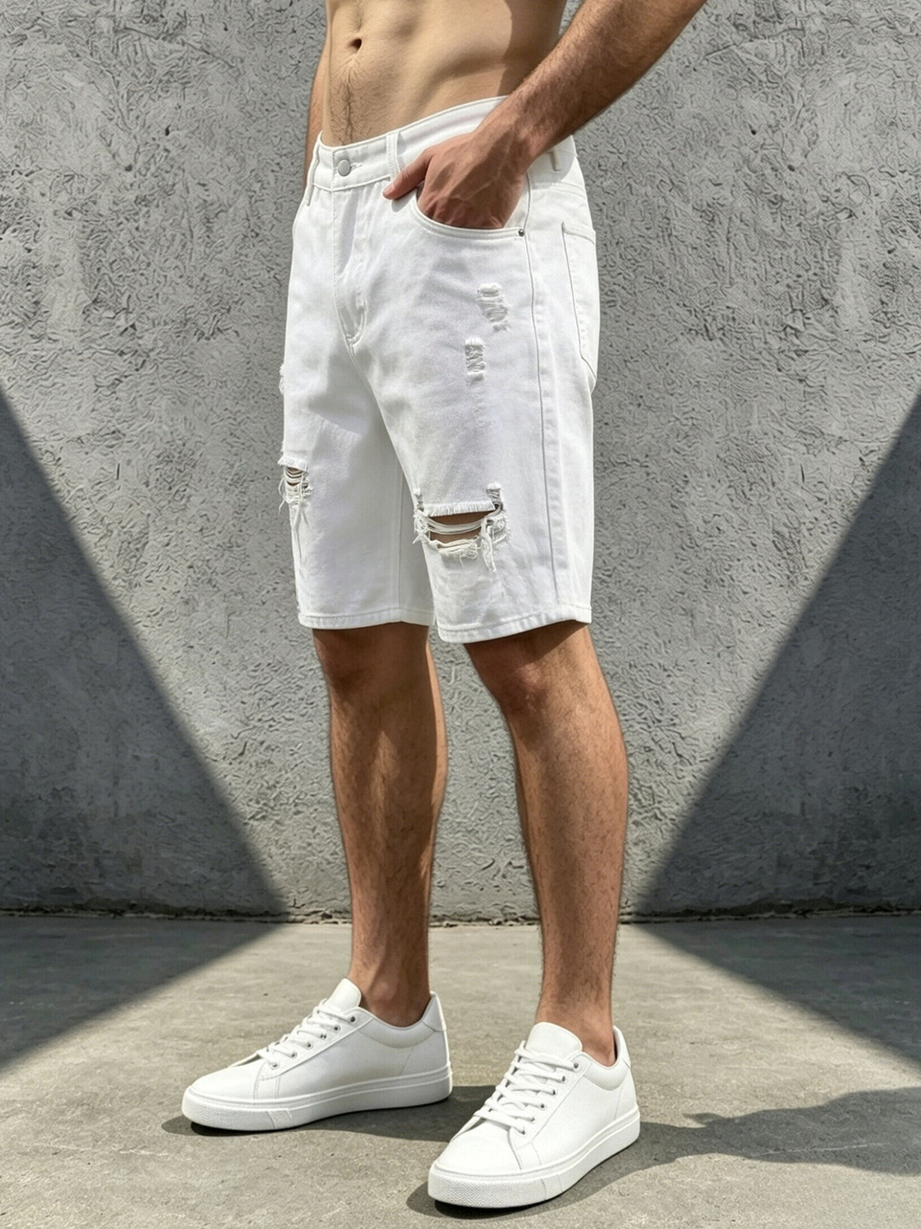 Men Jeans Denim Pants Clothing - Distressed Jean Rip avis et prix