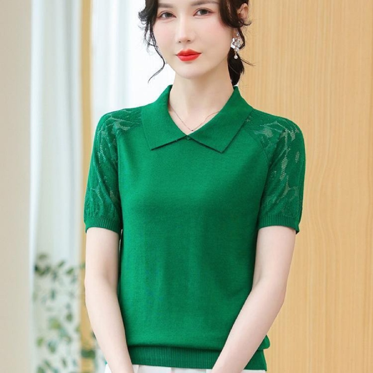 Women Summer Sweater Polo Neck - Korean Street Fashion Female avis et prix