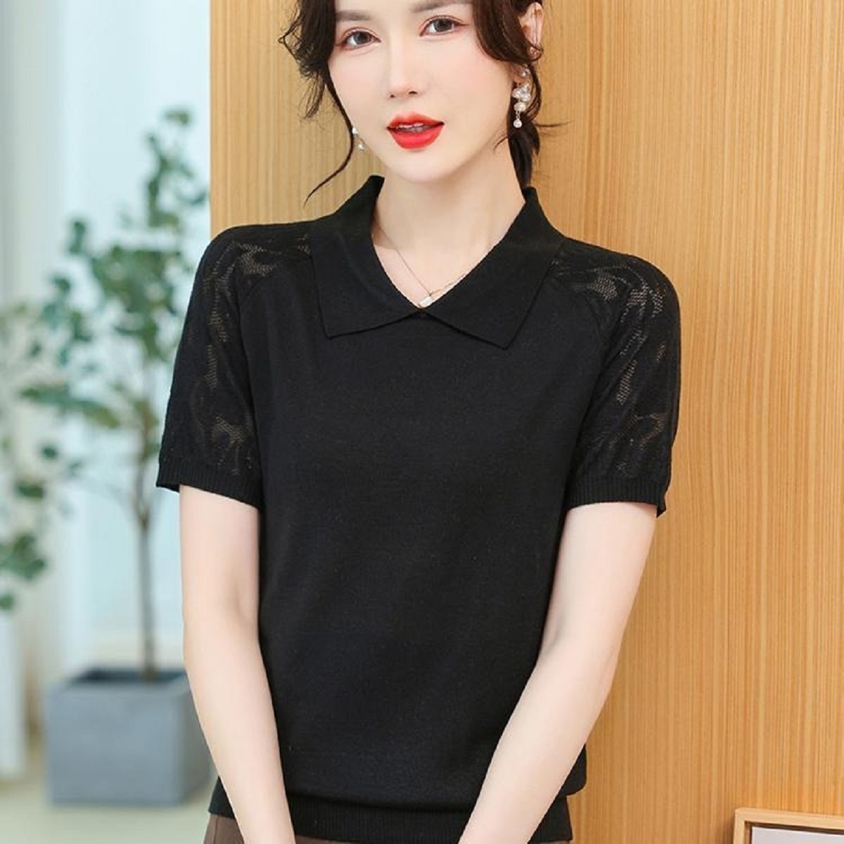 Women Summer Sweater Polo Neck - Korean Street Fashion Female avis et prix