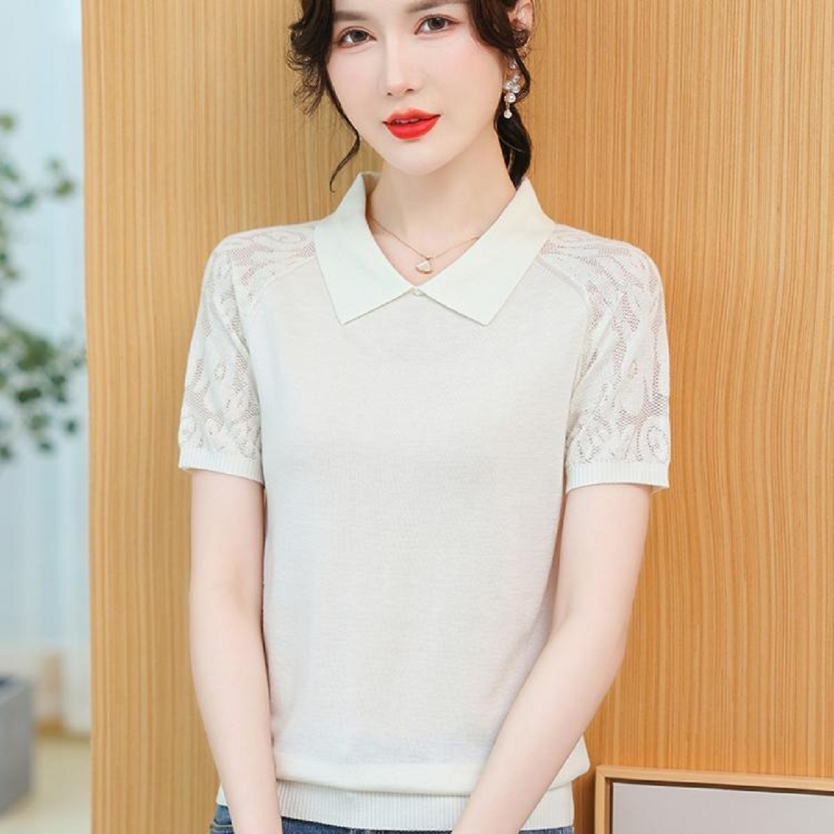 Women Summer Sweater Polo Neck - Korean Street Fashion Female avis et prix