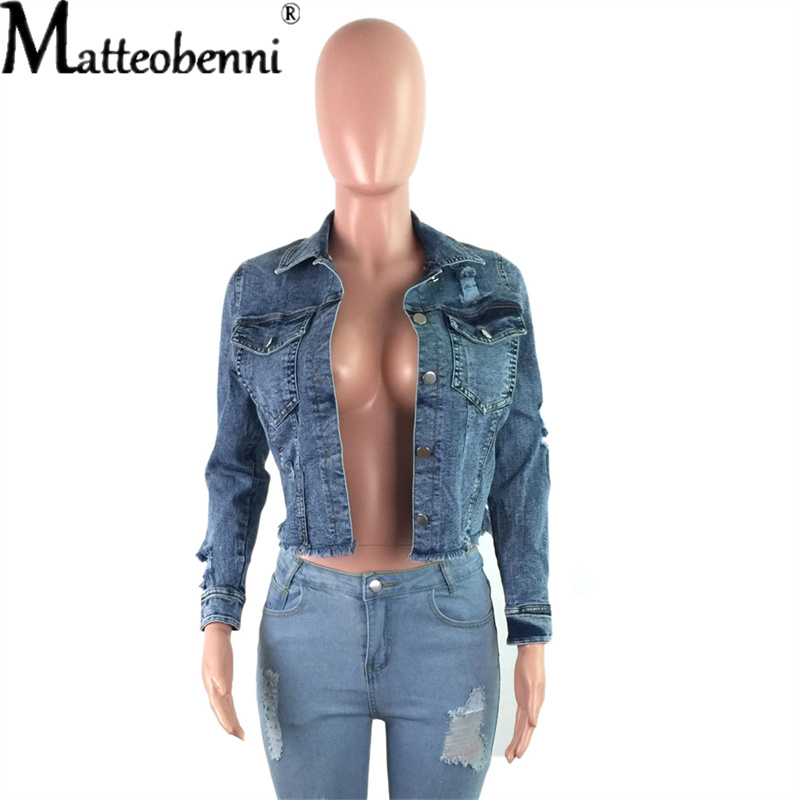 Blue Cropped Denim Jackets Wom - Distressed Jean Rip avis et prix