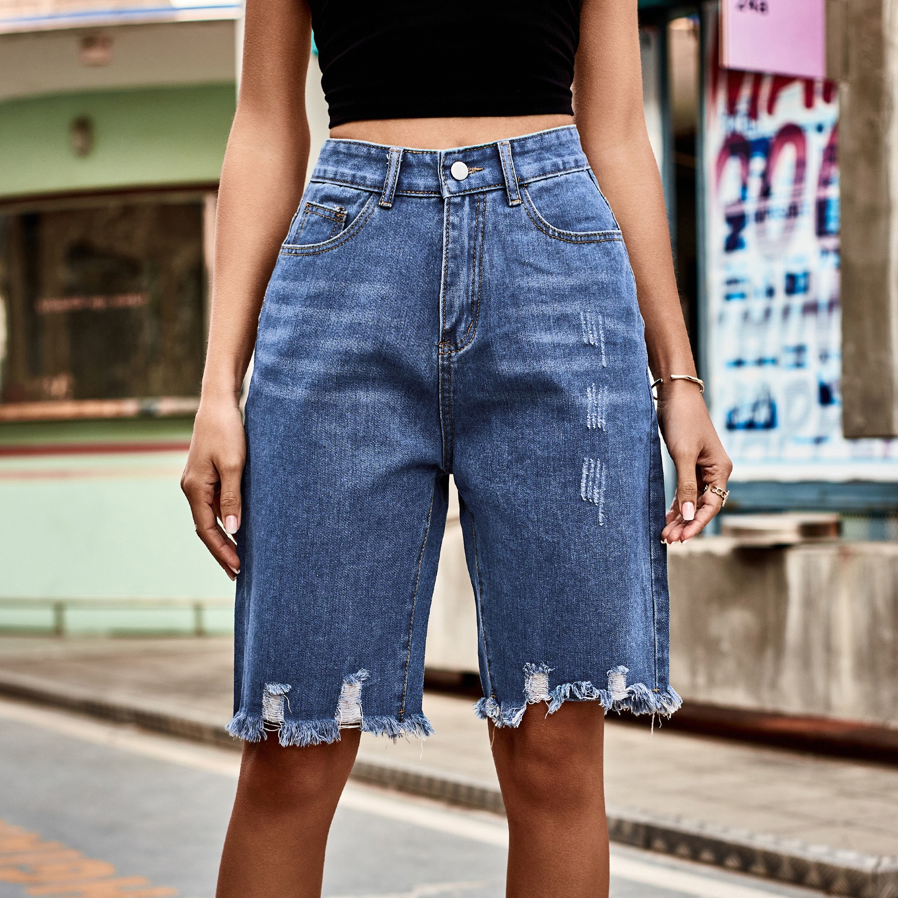 Summer Women's Clothing Distre - Distressed Jean Rip avis et prix