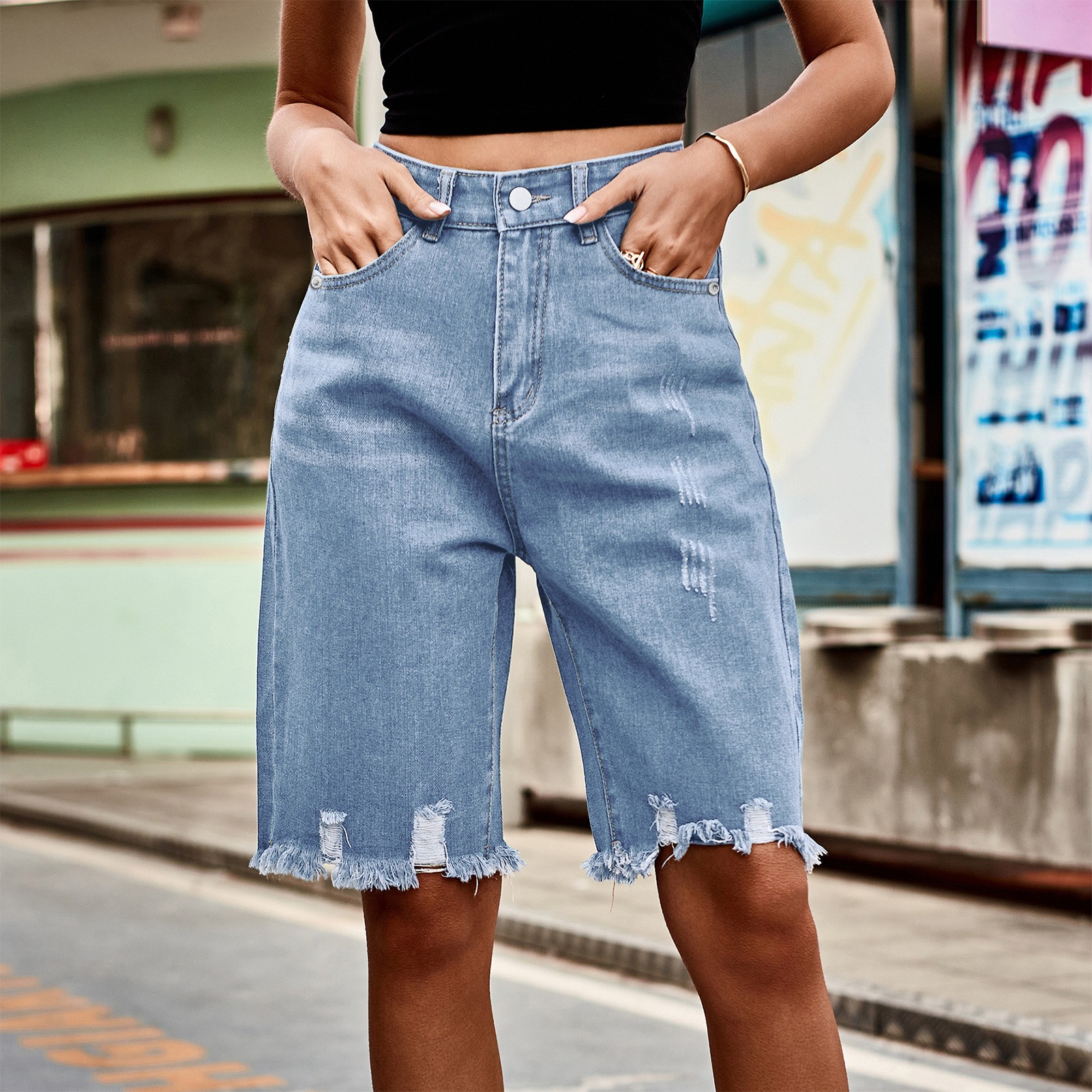 Summer Women's Clothing Distre - Distressed Jean Rip avis et prix