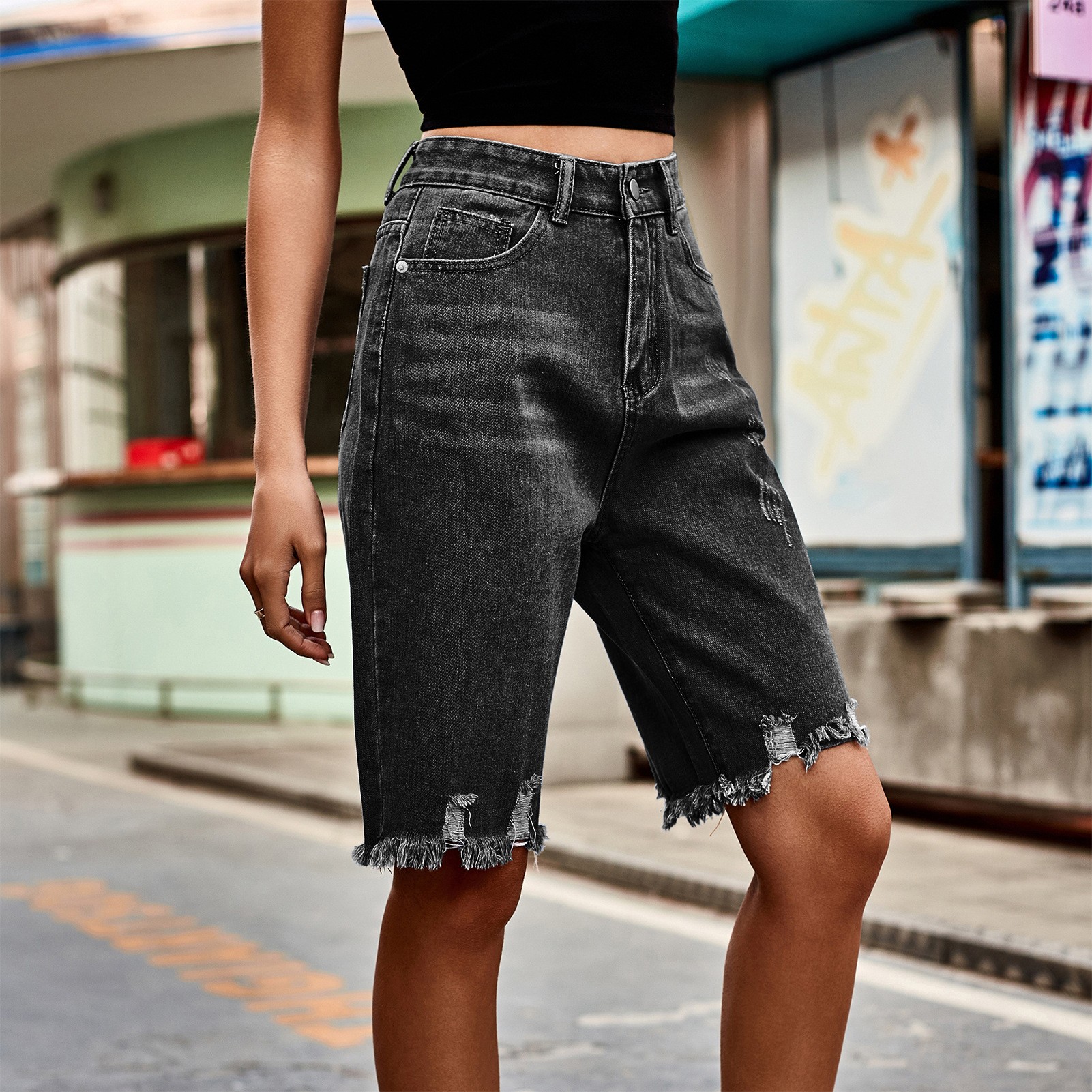 Summer Women's Clothing Distre - Distressed Jean Rip avis et prix